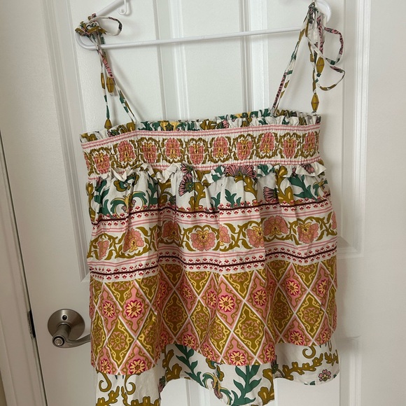 Sarah Hann Anthropologie Multicolor Smocked Tank Top NWOT - Picture 5 of 7